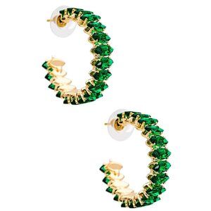 NEW~ Anthropologie Amber Sceats "Emerald Hoop" Green Crystal Earrings